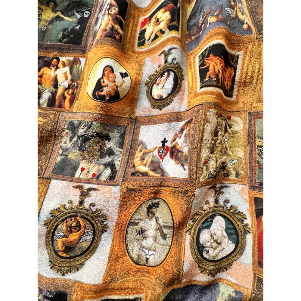 ANTIPODIUM London 100% Silk Mini Skirt "Exclusive Print" Renaissance Art US 6 - Picture 9 of 15